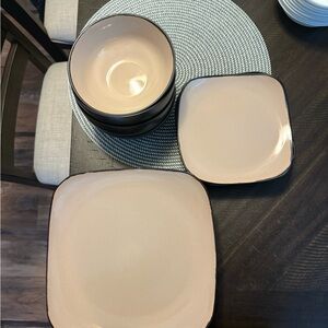 Modern Cream and Black Dinnerware Set